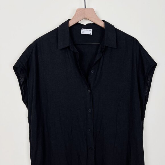 Frank And Oak Midi Linen Commuter Dress Button Down Oversized Shirt Relaxed Fit - Picture 6 of 15